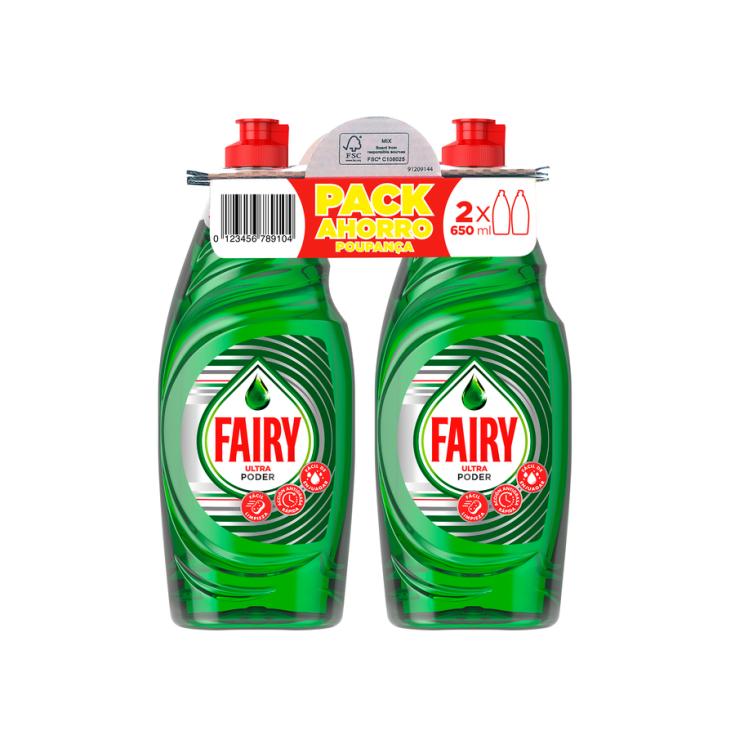 LAVAVAJILLAS A MANO ULTRA PODER, 2X650 ML FAIRY