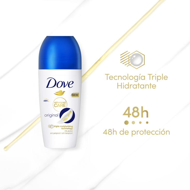 DESODORANTE ROLL ON HIDRATANTE 0% ALCOHOL, 50ML DOVE