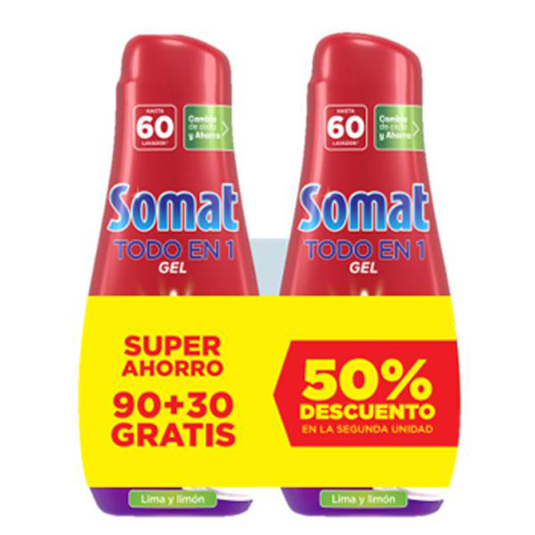 LAVAVAJILLAS EN GEL TODO EN 1, 60 D +2UD50% SOMAT