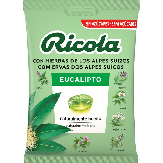 CARAMELOS SIN AZUCAR EUCALIPTO BOLSA, 70G RICOLA