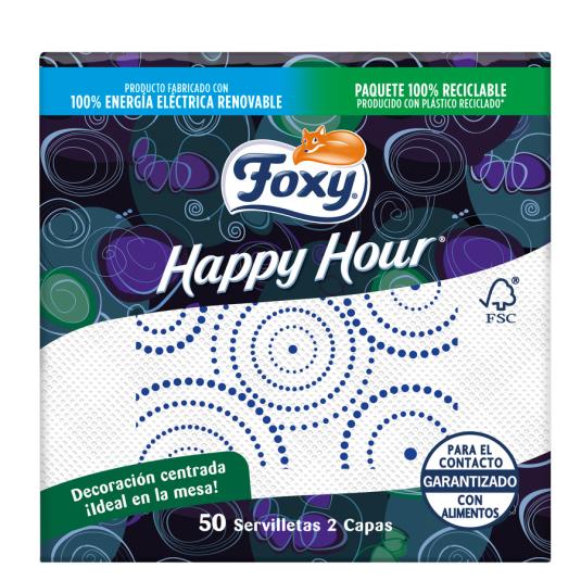 SERVILLETA HAPPY HOUR 2 CAPAS, 50 UD FOXY