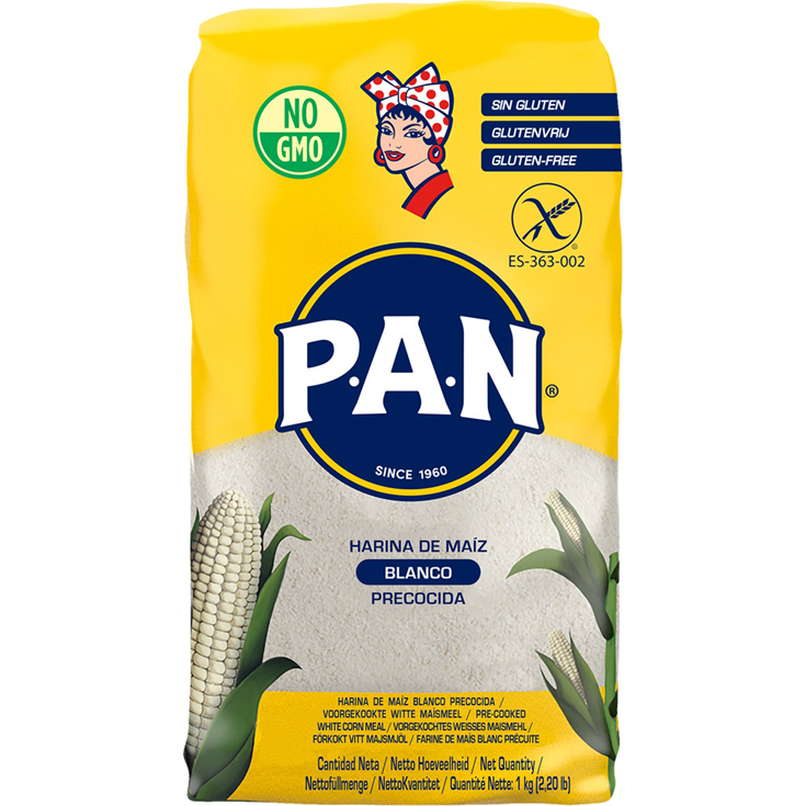 HARINA DE MAIZ BLANCO PRECOCIDA, 1KG P.A.N.