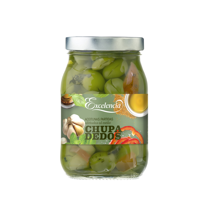 ACEITUNAS ALIÑADAS CHUPADEDOS, 450G EXCELENCIA