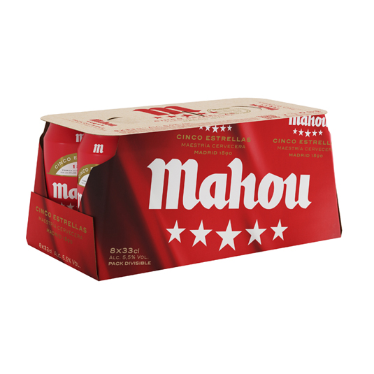 CERVEZA CINCO ESTRELLAS, CAJA 8X33CL MAHOU