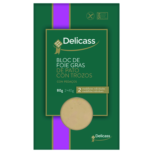 BLOC DE FOIE GRAS DE PATO CON TROZOS 2X40G DELICASS