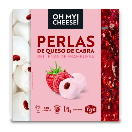 PERLAS DE QUESO DE CABRA RELLENAS DE FRAMBUESA 90G OH MY CHE