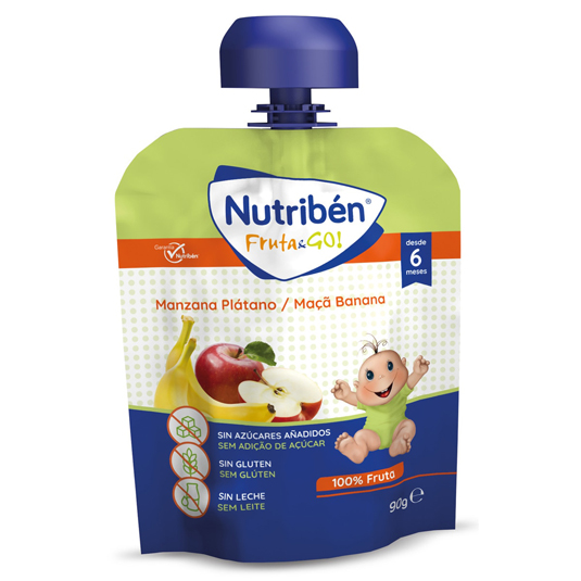 BOLSITA DE MANZANO Y PLATANO FRUTA &GO, 90G NUTRIBEN