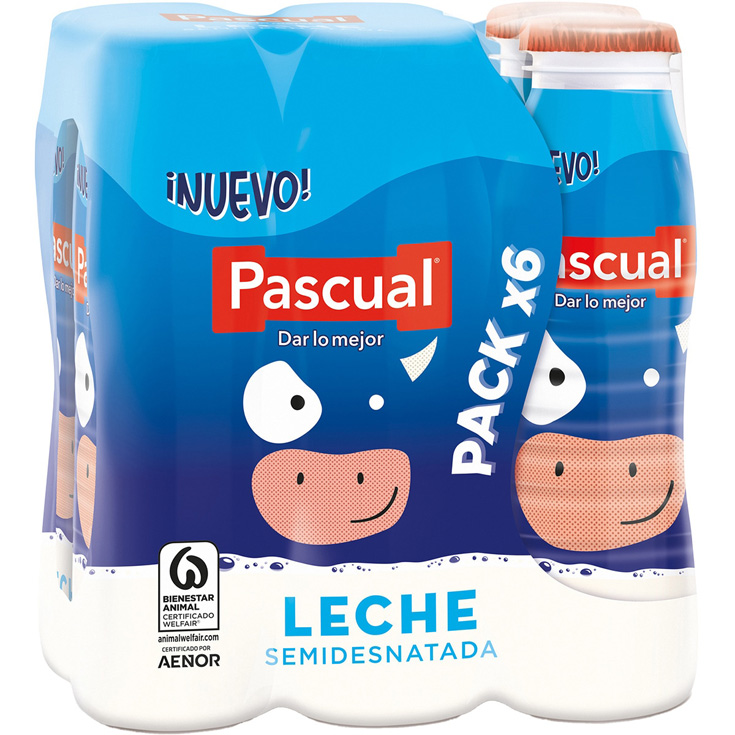 LECHE SEMIDESNATADA MINI P6, 1.128L PASCUAL