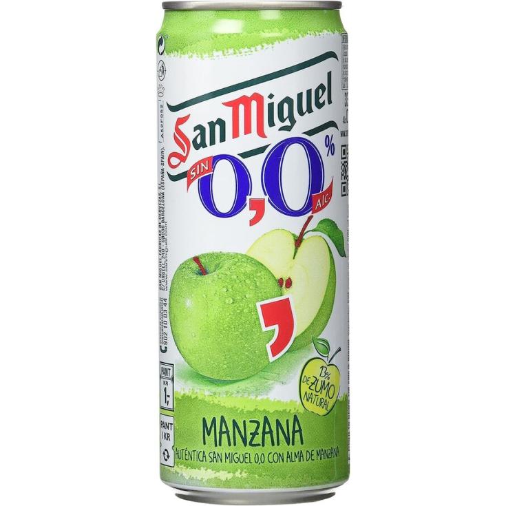 CERVEZA SABOR MANZANA SIN ALCOHOL, 330ML SAN MIGUEL