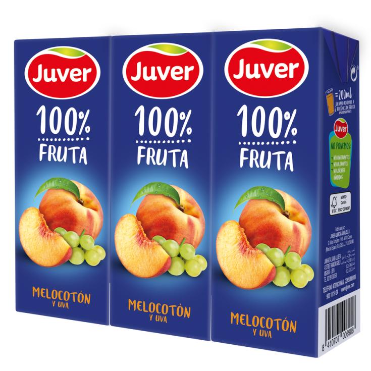 ZUMO DE MELOCOTON Y UVA, 3X200ML JUVER