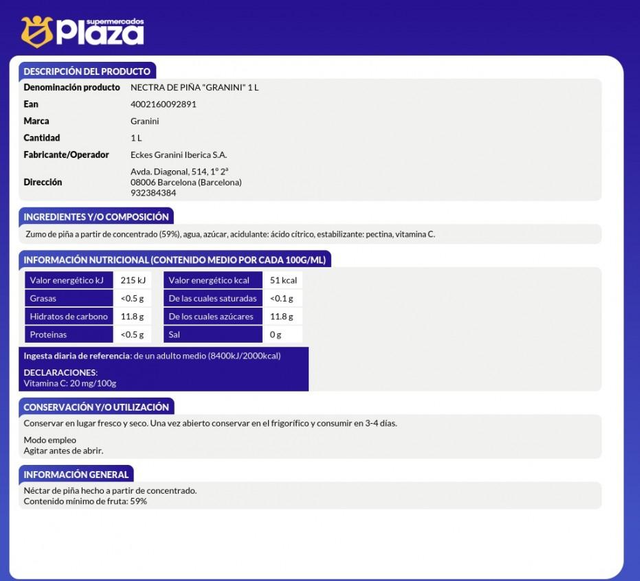 NECTAR DE PIÑA, 1L GRANINI