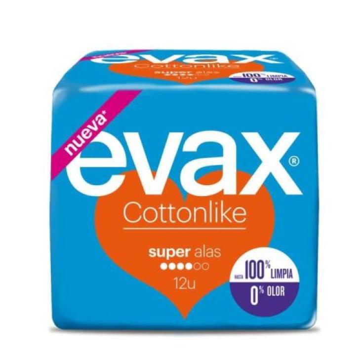 COMPRESA COTTONLIKE ALAS SUPER, 12 UD EVAX