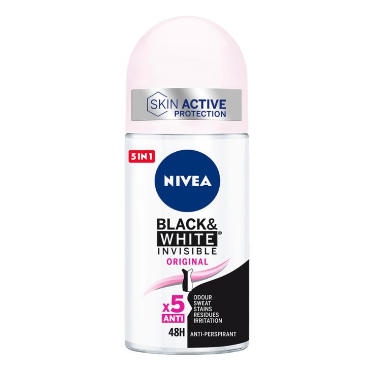 DESODORANTE ROLL ON INVISIBLE B&W, 50 ML NIVEA