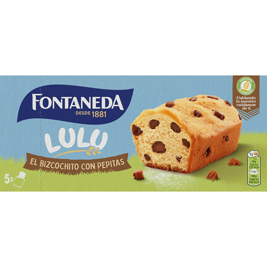 BIZCOCHO LULU CON PEPITAS DE CHOCOLATE, 150G FONTANEDA