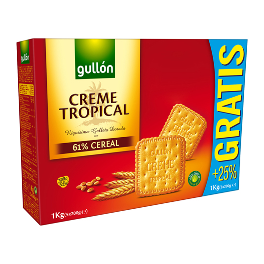 GALLETAS CREME TROPICAL, 800G+25% GULLON