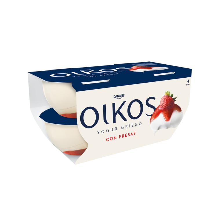 YOGUR GRIEGO CON FRESAS, 4X115G OIKOS