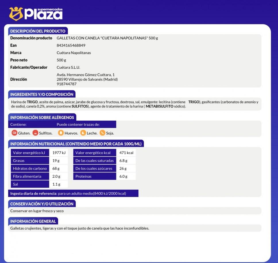 GALLETAS DE CANELA NAPOLITANAS, 426GR CUETARA