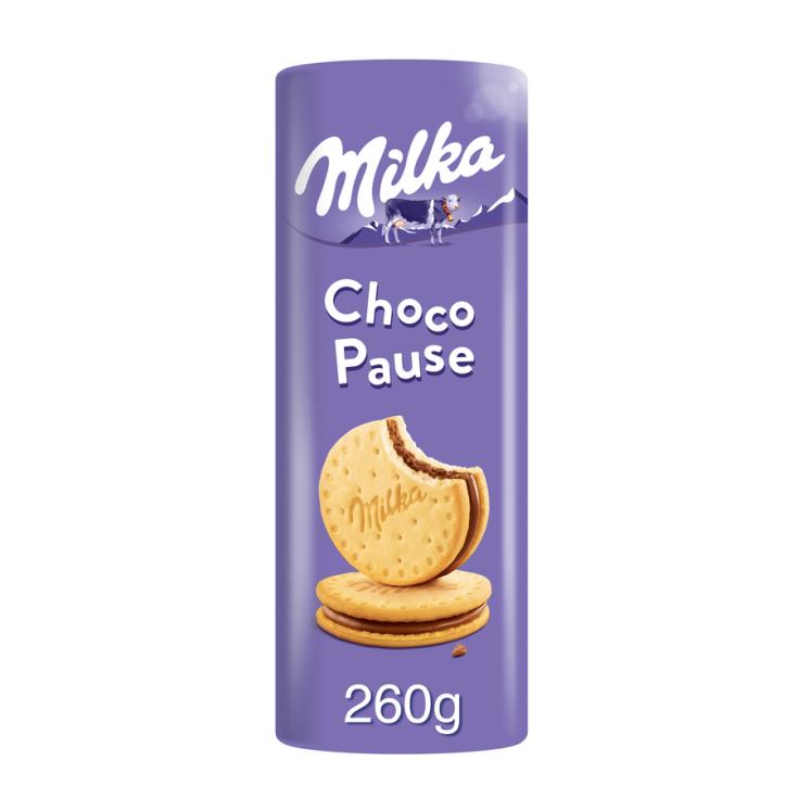 GALLETAS RELLENAS CHOCO PAUSE, 260G MILKA