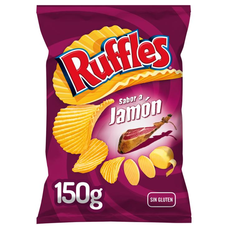 PATATAS FRITAS RUFFLES JAMON, 150G LAYS