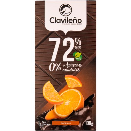 CHOCOLATE NEGRO 70% Y NARANJA, 100GR CLAVILEÑO