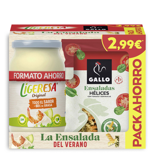 SALSA LIGERESA 425ML + HELICES GALLO 250G LIGERESA