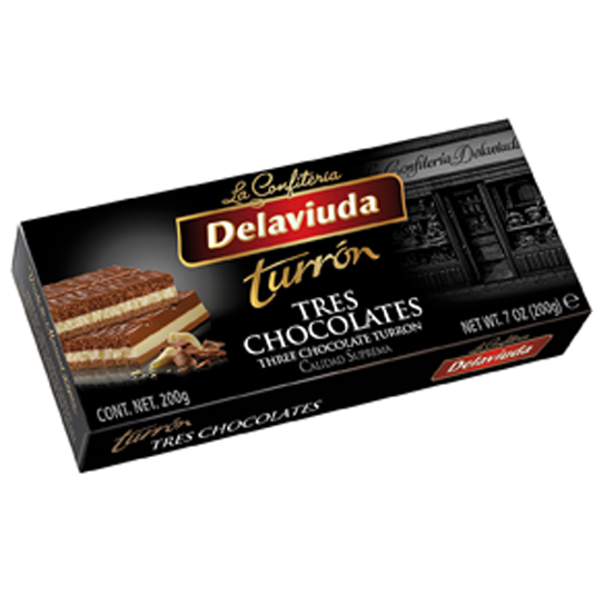 TURRON 3 CHOCOLATES, 200G DELAVIUDA