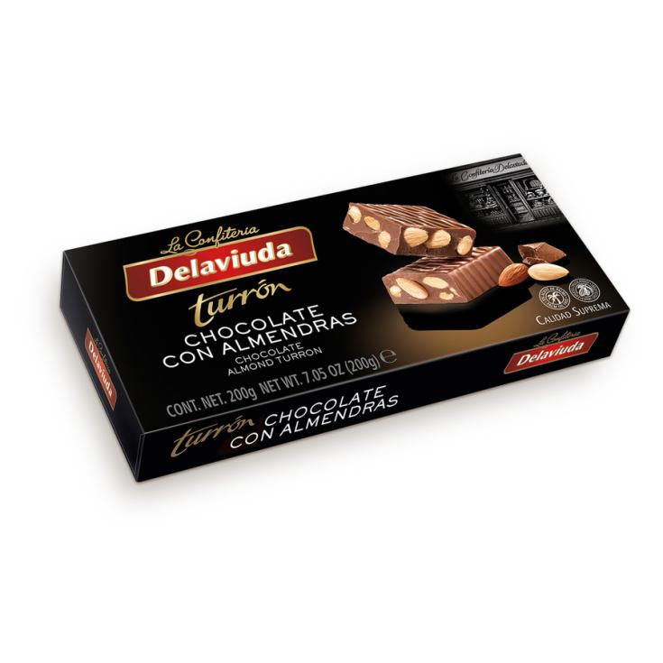 TURRON DE CHOCOLATE Y ALMENDRA, 250G DELAVIUDA