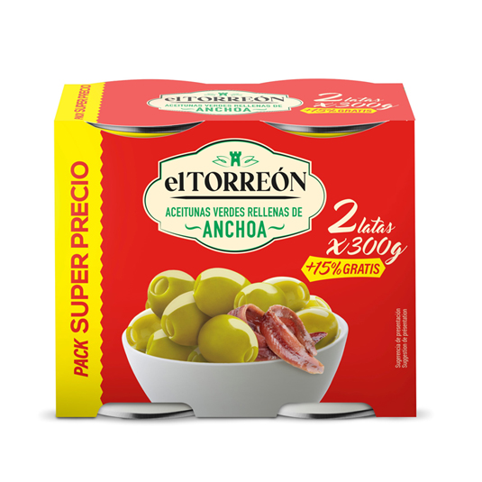 ACEITUNAS RELLENAS DE ANCHOA, 2X150G EL TORREON