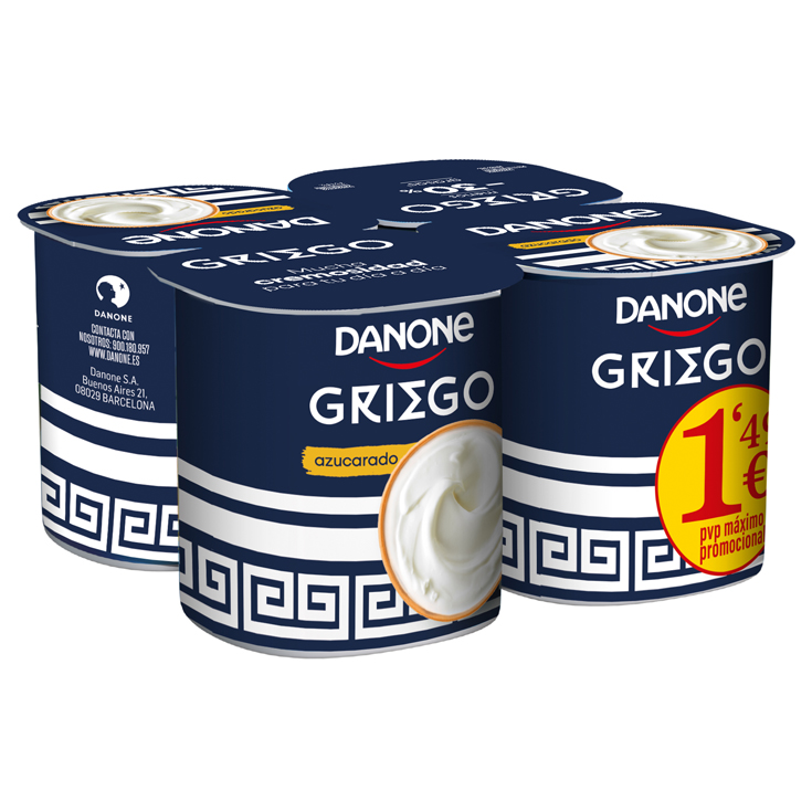 DANONE GRIEGO NATURAL AZUCARADO X 4x110 DANONE