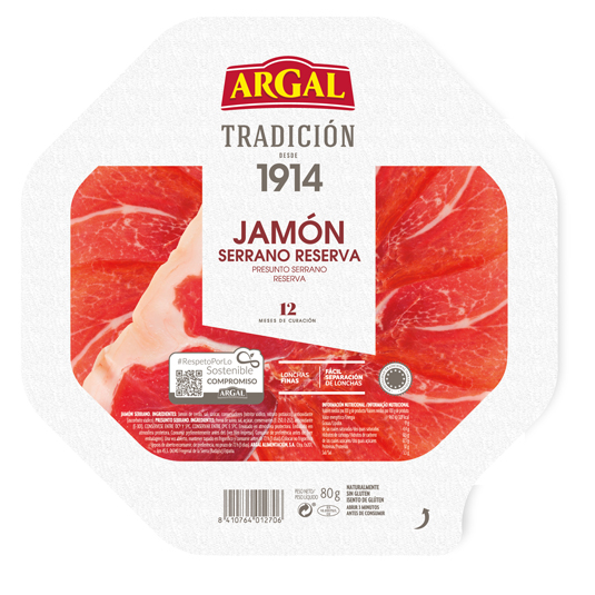 PLATO JAMON SERRANO LONCHAS FINAS , 80G ARGAL