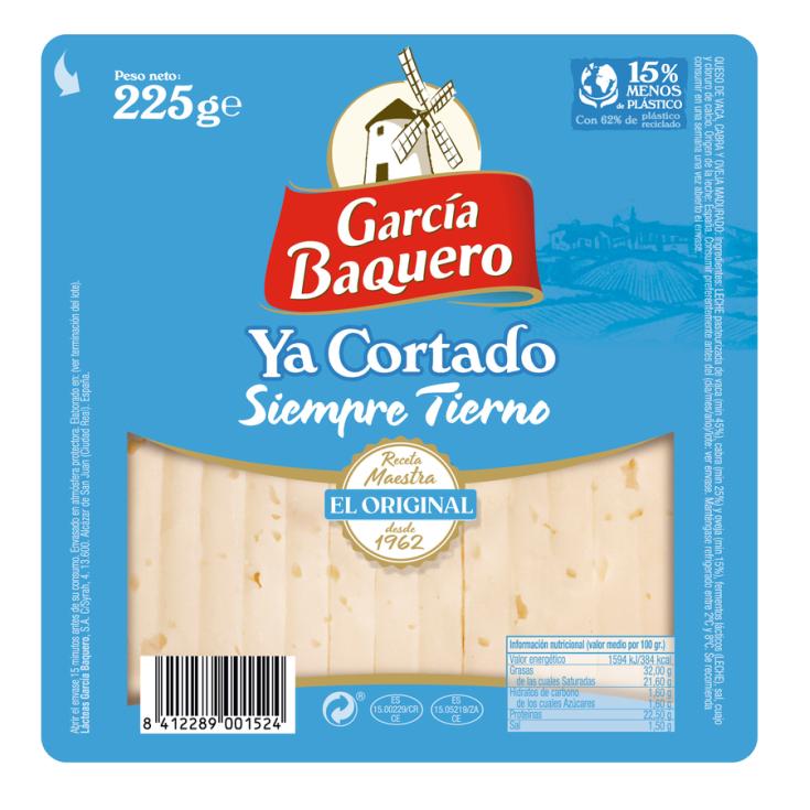 QUESO TIERNO CUÑA YA CORTADO , 250G GARCIA BAQUERO