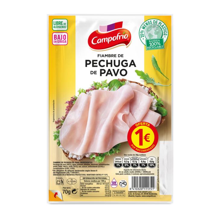 PECHUGA PAVO LONCHAS , 70G CAMPOFRIO