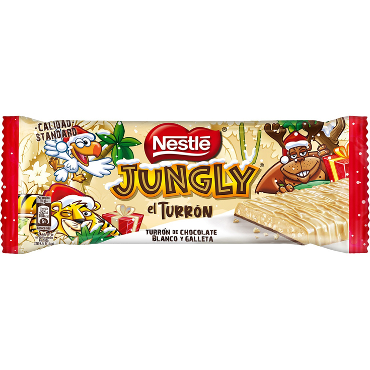 TURRON DE CHOCOLATE BLANCO JUNGLY, 233G NESTLE