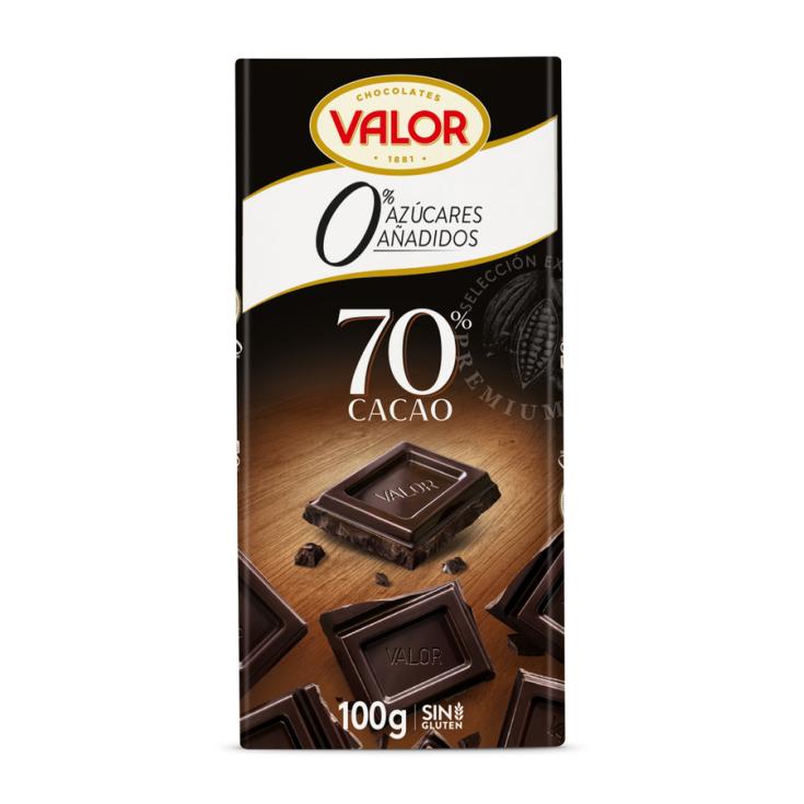 CHOCOLATE NEGRO 70% SIN AZUCAR, 100G VALOR