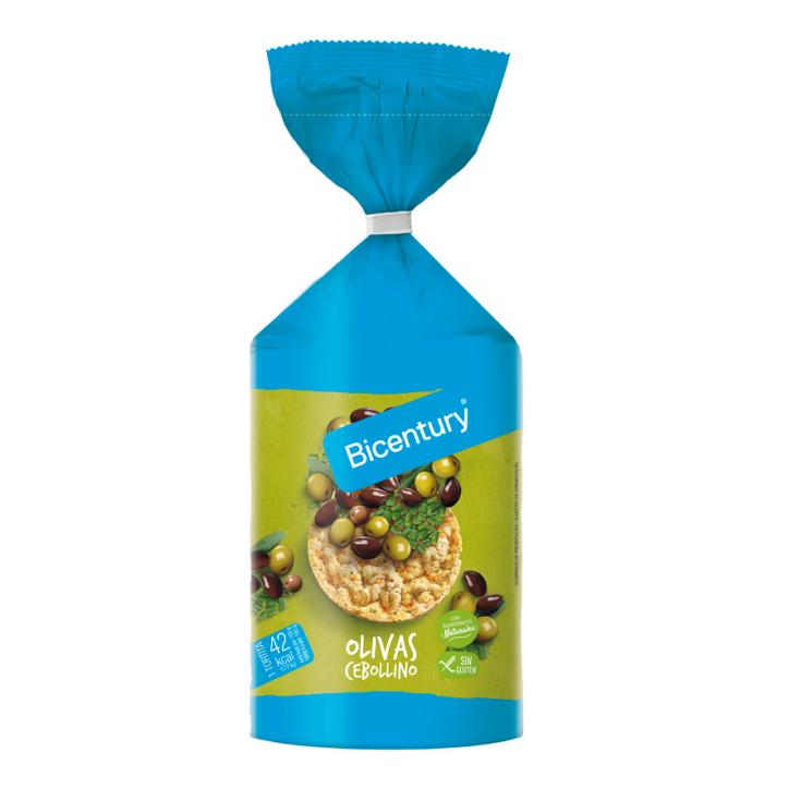 TORTITAS DE MAIZ OLIVAS Y CEBOLLINO, 123G BICENTURY