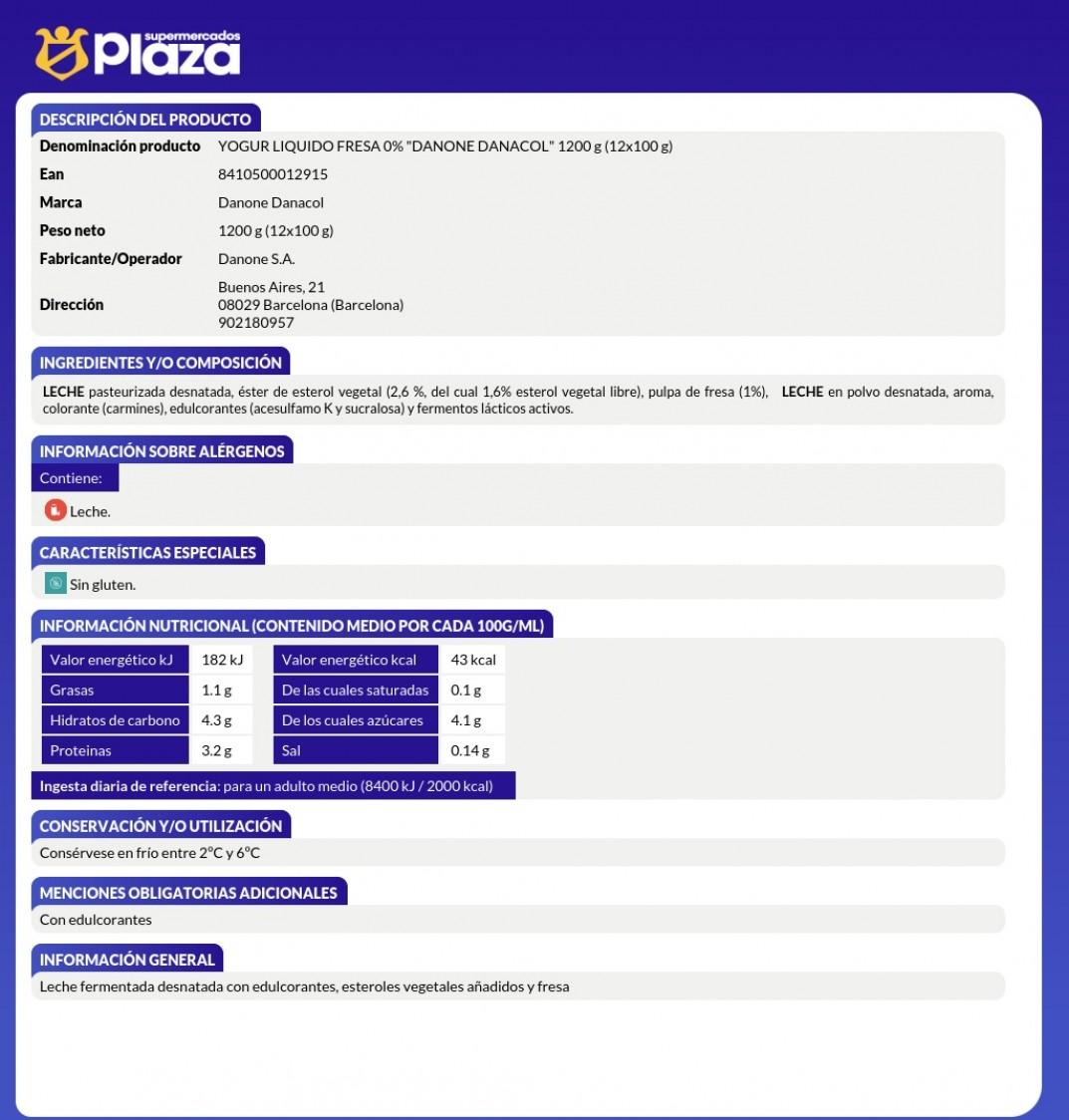 DANACOL DE FRESA, 12X100GR DANONE