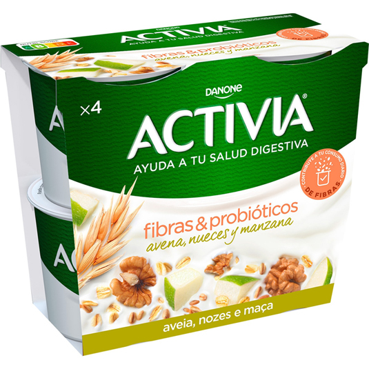 YOGUR MANZANA CON CEREALES P4, 4X115 ACTIVIA