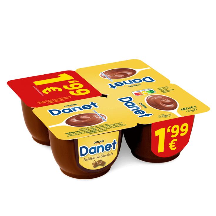 NATILLAS DE CHOCOLATE DANET, 4X120GR DANONE