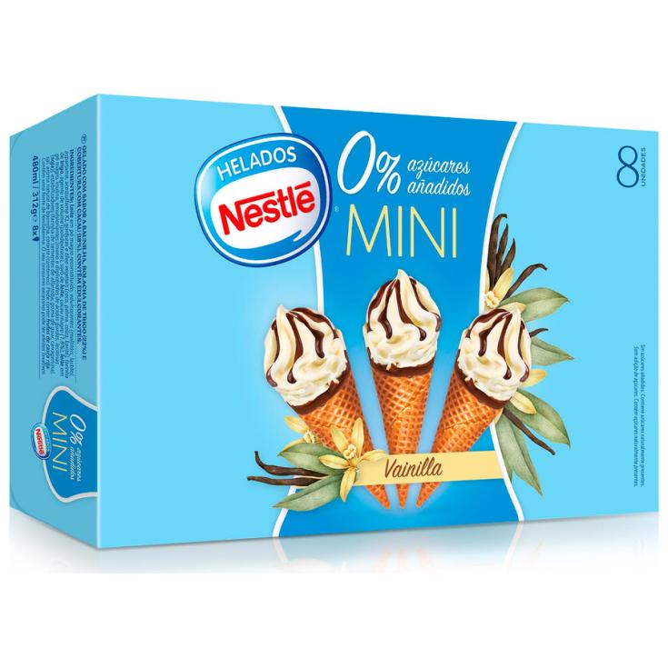 HELADO MINI CONO VAINILLA 0% AZUCAR, 8X60ML HELADOS NESTLE