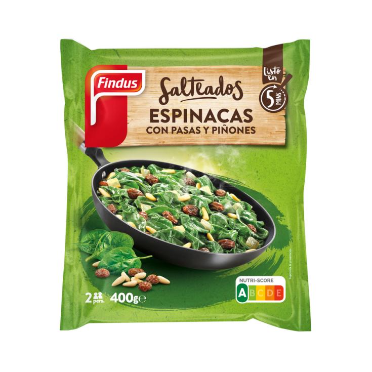 ESPINACAS CON PASAS Y PIÑONES,400G FINDUS 