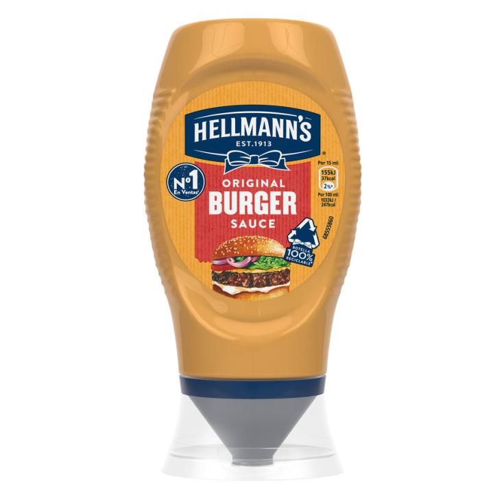 SALSA BURGUER BOCABAJO, 250ML HELLMANS