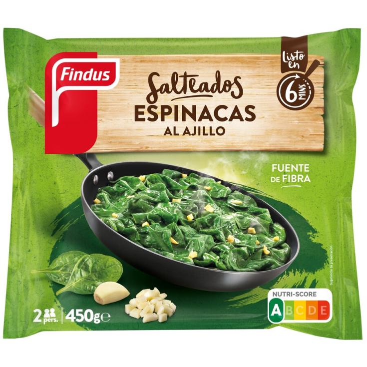 ESPINACAS AL AJILLO 2 RACIONES BOLSA 450 G FINDUS 