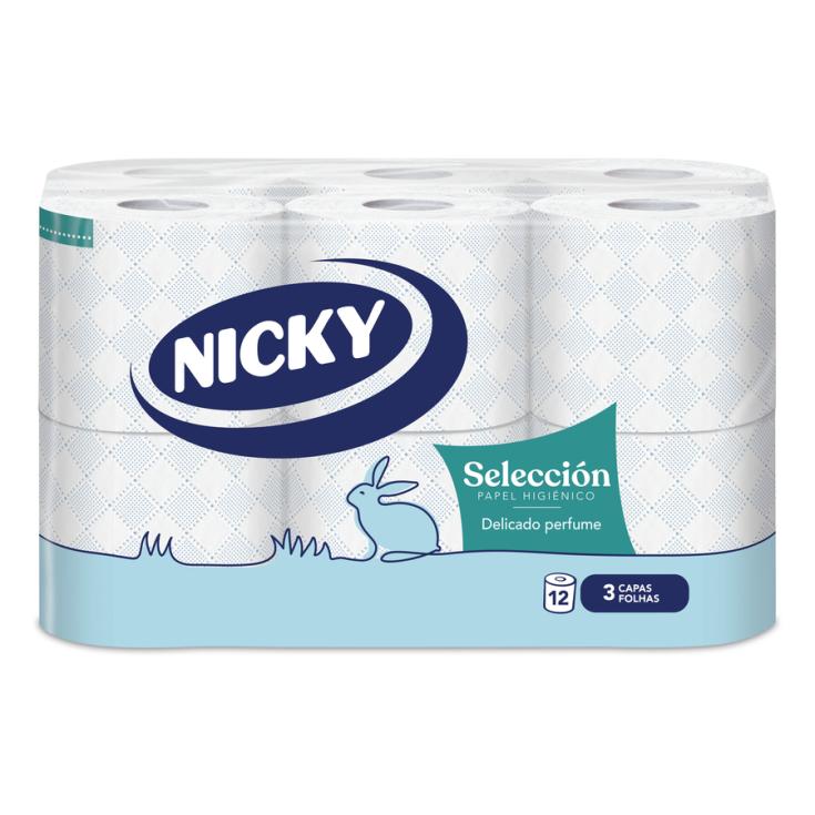 PAPEL HIGIENICO SELECCION 3 CAPAS, 12 ROLLOS NICKY